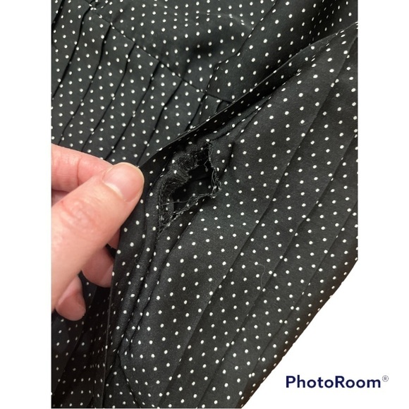 Zara black polka dot satin pleated dress XS - Picture 5 of 5